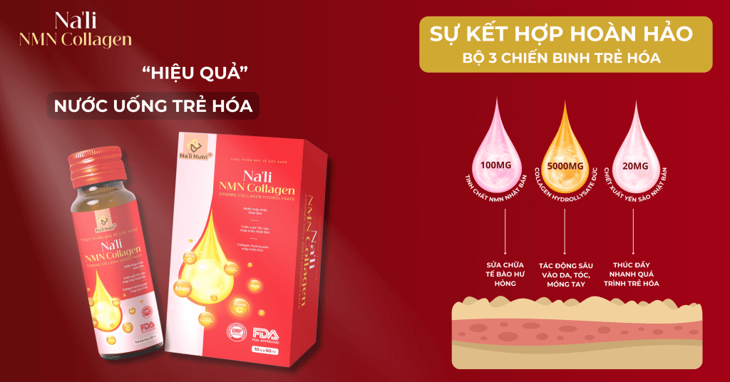 Na’li NMN Collagen được nhiều chuyên gia lựa chọn vì vừa bổ sung collagen đúng hàm lượng, vừa hỗ trợ phục hồi năng lượng tế bào – nền tảng quan trọng để da tăng khả năng tái tạo tự nhiên.