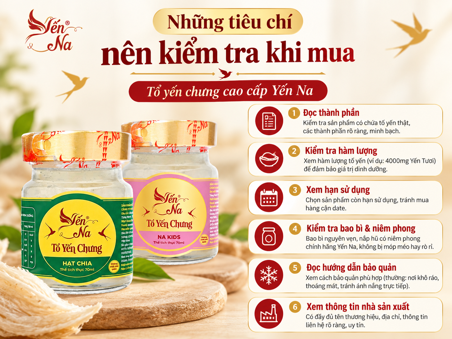 Checklist cách chọn yến chưng sẵn kiểm tra nhãn, hàm lượng và hạn sử dụng