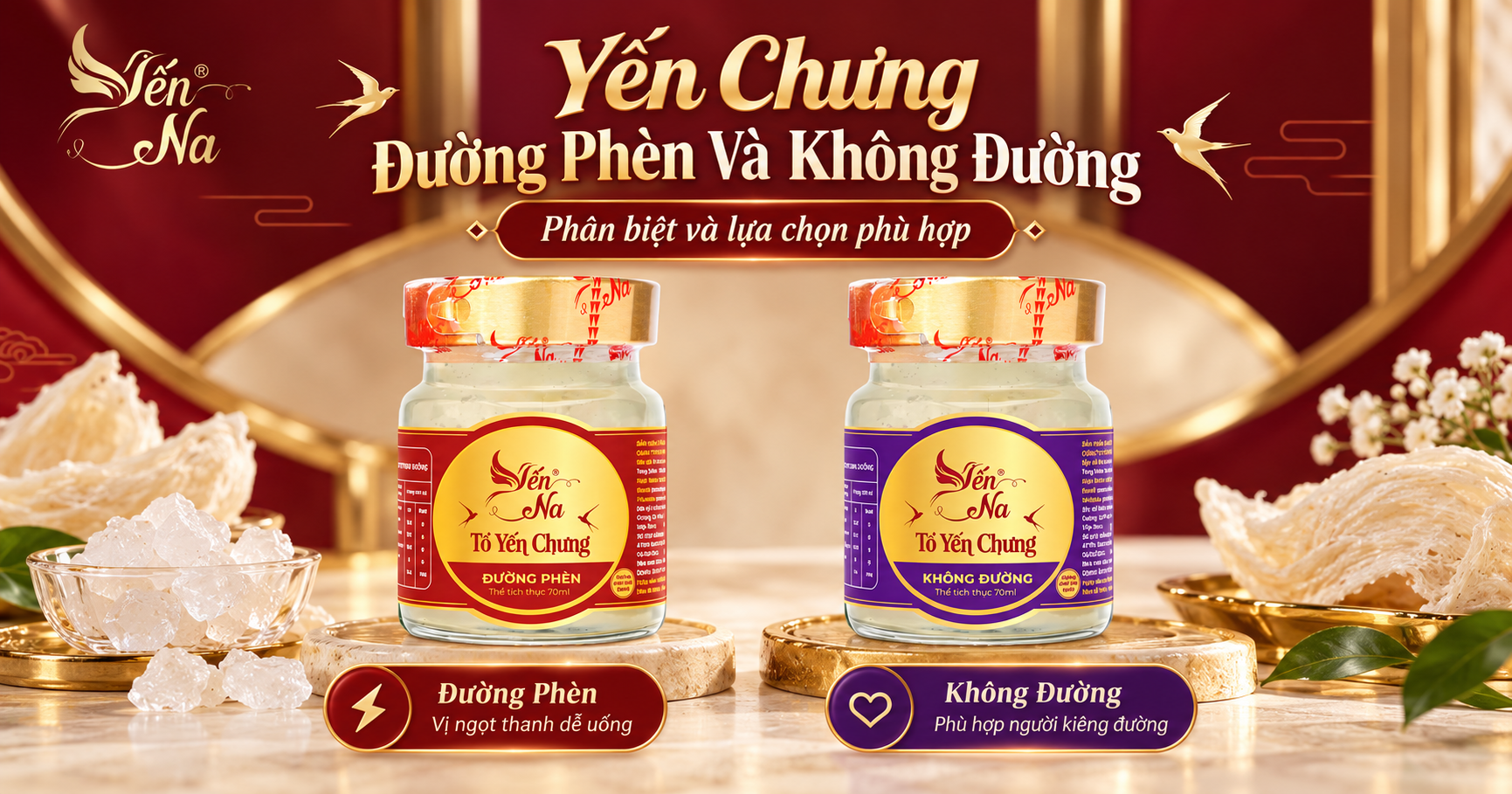 So sánh yến chưng đường phèn và không đường qua hai phiên bản yến hũ