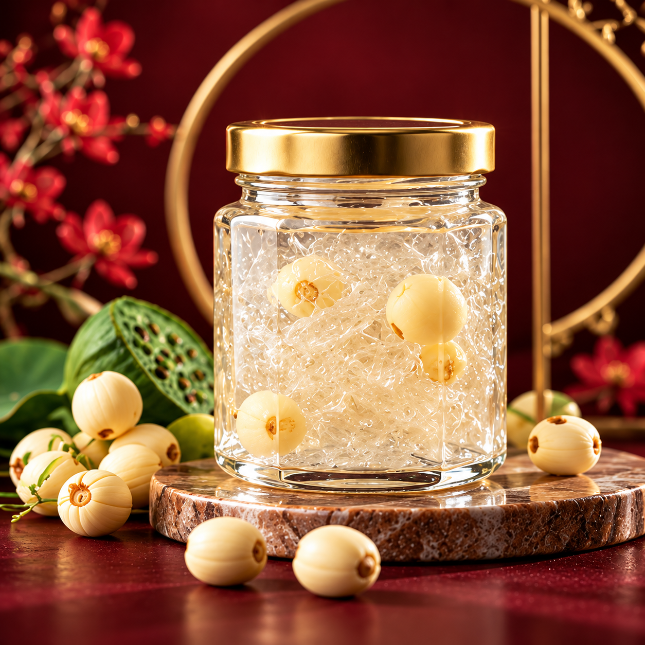 Ảnh minh họa món yến chưng hạt sen, tham khảo sản phẩm yến hũ Yến Na